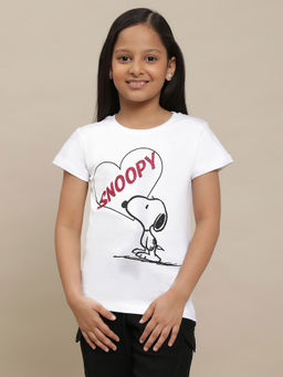 Kidsville - Peanuts Graphic White T-Shirt for Girls