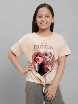 Kidsville - Frozen Graphic Beige T-Shirt for Girls