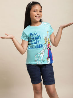 Kidsville - Frozen Graphic Blue T-Shirt for Girls