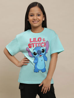 Kidsville - Disney Stitch Graphic Blue T-Shirt for Girls
