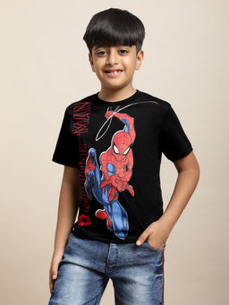 Kidsville - Spiderman Graphic Black T-Shirt for Boys