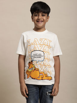 Kidsville - Garfield Graphic Off-White T-Shirt for Boys