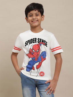Kidsville - Spiderman Graphic White T-Shirt for Boys