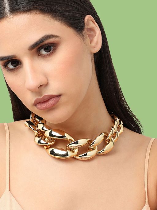 Sohi Gold Plated Designer Party Necklace For Women