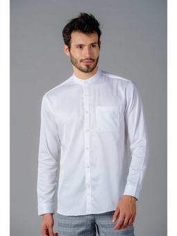 KINGDOM OF WHITE - The Founder - Mandarin Collar Textured Shirt Classic Fit
