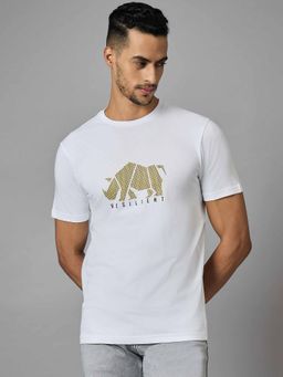 Louis Stitch - Men Cotton White Regular Fit Half Sleeve Round Neck T-Shirt