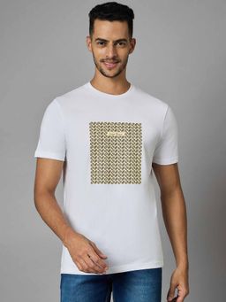 Louis Stitch - Men Cotton White Regular Fit Half Sleeve Round Neck T-Shirt