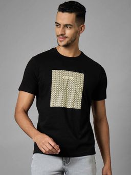 Louis Stitch - Men Cotton Black Regular Fit Half Sleeve Round Neck T-Shirt