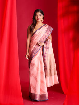 Beatitude - Orange Woven Banarasi Saree with Unstitched Blouse