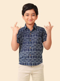 Fabindia - Blue Cotton Printed Shirt