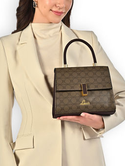 Lavie - Womens Brown Monoprint Gypsy Flap Satchel with Detachable Strap (M)