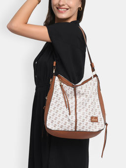 Lavie - Womens White Clair Hobo Handbag with Detachable Strap (L)