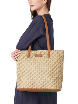 Lavie - Womens Beige Palmer Monogram Ll Print Tote Bag (L)