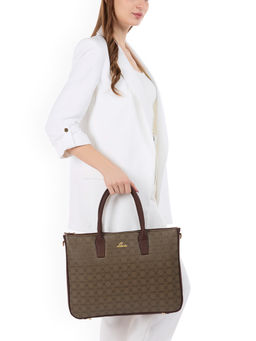 Lavie - Womens Brown Mono Ll Metilda Handbag with Detachable Strap (L)