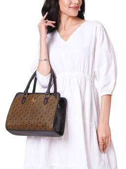 Lavie - Womens Brown Mono Ll Nelly 3C Satchel with Detachable Strap (M)