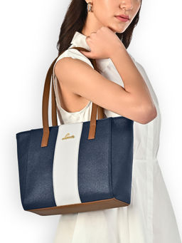 Lavie - Womens Navy Blue Estella Colorblock Tote Bag (S)