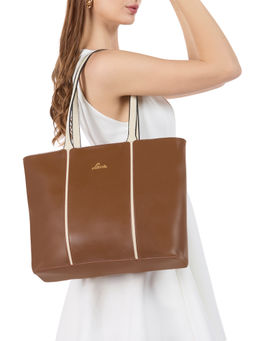 Lavie - Womens Brown Morgan Solid Tote Bag (L)