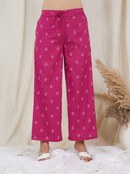 ARAMYA - Women Pink Soft Cotton Bandhani Palazzo