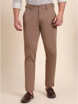 JadeBlue - Khaki Cotton Stretch Solid Casual Slim Fit Trouser