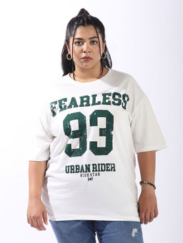 High Star - Women Plus Printed Oversized Round Neck Half Sleeves T-shirt