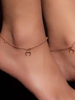 Zavya - The Moon 925 Sterling Silver Anklet in Rose Gold - Pair
