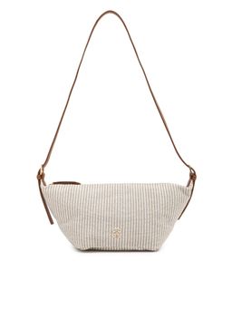 Tommy Hilfiger - Striped Beige Cotton Shoulder Bag