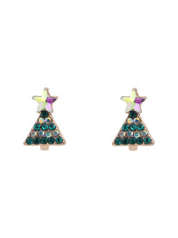 Arendelle - Christmas Green Diamond Christmas Tree Stud Earrings