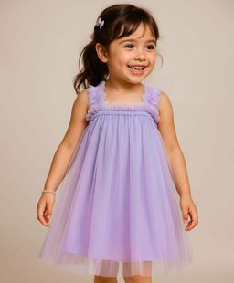 Mark & Mia - Solid Colour Mini Dress With Frill And Butterfly Applique At The Back