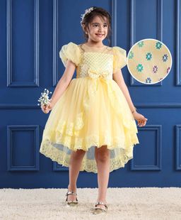 Mark & Mia - Cotton Half Sleeves Knee Length Party Dress - Yellow