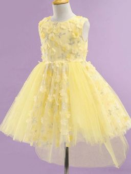 Mark & Mia - Knee Length Dress With Floral Applique And Net Detailing - Yellow
