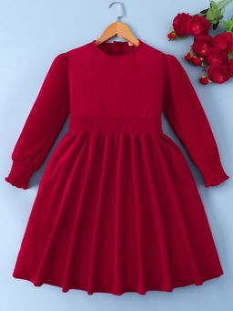 Mark & Mia - Textured Party Mini Dress With Smock Detailing - Dark Red