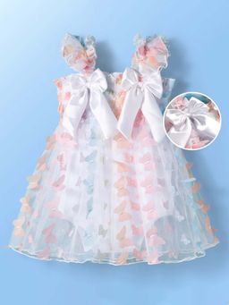 Mark & Mia - Frock Style Onesie Mini Dress With Bow Applique And Butterfly Print