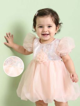 Mark & Mia - Peach Half Sleeves Frock Mini Dress