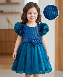 Mark & Mia - Knee Length Dress With Sequin Detailing And Bow Applique - Teal