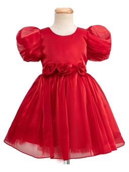 Mark & Mia - Knee Length Dress With Floral Applique - Red