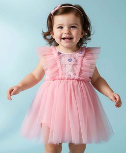 Mark & Mia - Onesie Dress With Embroidered - Pink