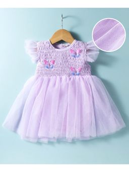 Mark & Mia - Purple Onesie Dress With Ribbed Yoke And Butterfly Applique