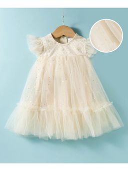 Mark & Mia - Onesie Dress With Shimmer And Sequin Detailing - Beige