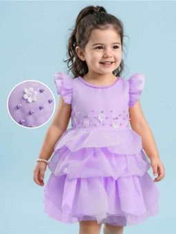 Mark & Mia - Party Mini Dress With Pearl And Floral Detailing - Lavender