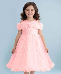 Mark & Mia - Knee Length Gown With Floral Applique - Peach