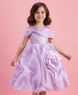 Mark & Mia - Knee Length Dress With Floral And Bow Applique - Lavender