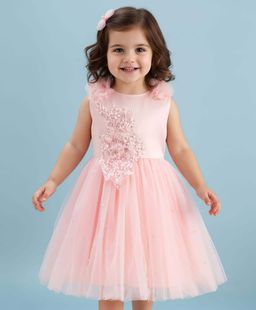 Mark & Mia - Sleeveless Knee Length Dress With Embroidered And Sequin Detailing - Peach