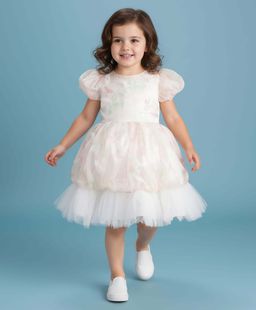 Mark & Mia - Knee Length Dress With Floral Print Butterfly Applique In Back