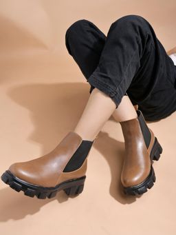 Shoetopia - Smart Casual Tan Chelsea Boots for Women