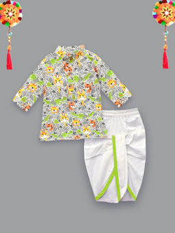 A.T.U.N. - Multi-Color Jungle Printed Kurta & Dhoti (Set of 2)