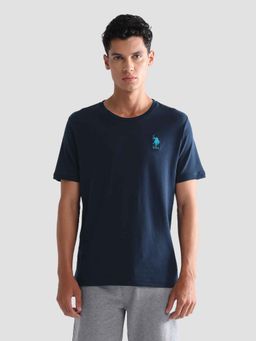 U.S. POLO ASSN. - Men Navy Blue Solid Comfort Fit Oee10 Lounge T-Shirt