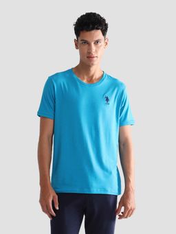 U.S. POLO ASSN. - Men Blue Solid Comfort Fit Oee10 Lounge T-Shirt