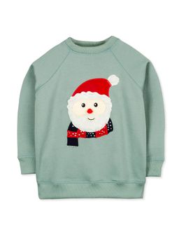 CHERRY CRUMBLE BY NITT HYMAN - Green Round Neck Winterwear Snug Santa Sweatshirt