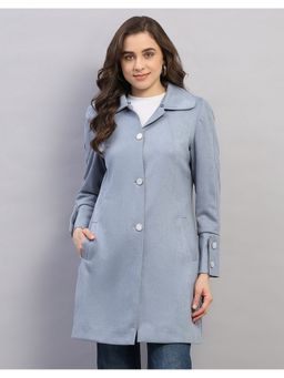 Monte Carlo - Blue Women Regular Fit Solid Collared Neck Full Sleeve Winter Coat