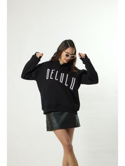 Alaya by Stage3 - Black Delulu Premium Oversized Hoodie